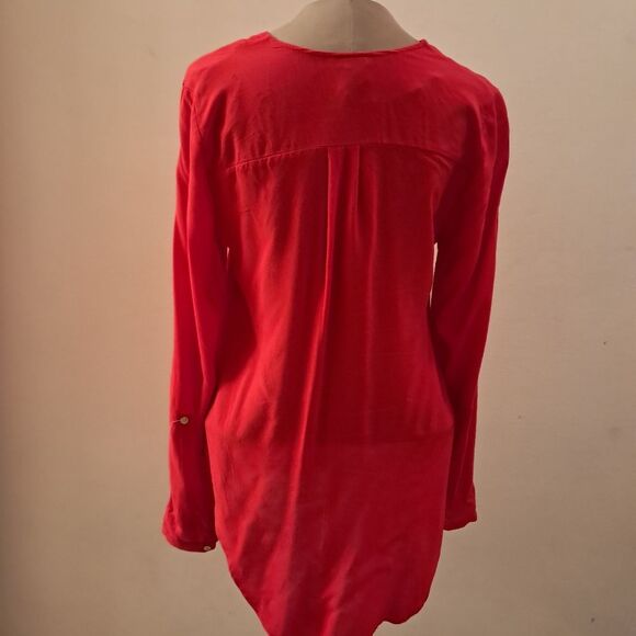 *Final Price* Cotton Express blouse women's medium M red office career formal - Picture 5 of 10